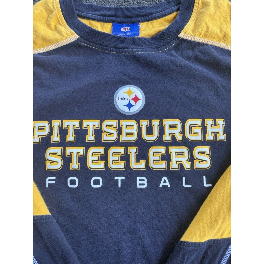 Vintage Reebok NFL Pittsburgh Steelers Long Sleeve Colorblock T-Shirt Men’s 2XL - Picture 2 of 4